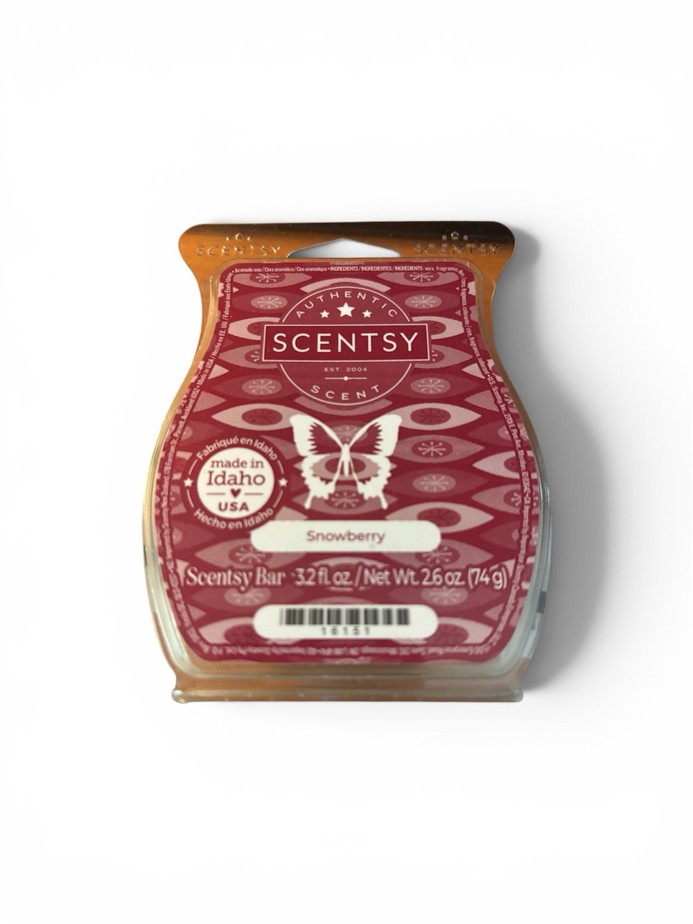 Scentsy Snowberry Wax Bar - Red with Gold Accent